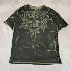 VTG Y2K Xtreme Couture Skull Tribal Shirt Mens XL Green Preowned Gothic‎ Punk